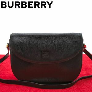 美品　Burberry バーバリー　黒　レザー　ショルダーバッグ　ホースロゴ　クロスボディ