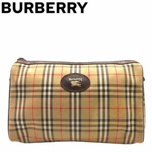 美品　Burberry バーバリー　ノバチェック　クラッチバッグ　シャドーホース　Burberrys セカンドバッグ キャンバス レザー ポーチ 