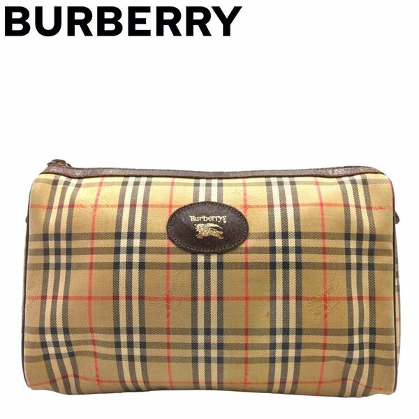 美品　Burberry バーバリー　ノバチェック　クラッチバッグ　シャドーホース　Burberrys セカンドバッグ キャンバス レザー ポーチ