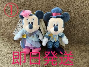 ①ミッキー　ミニー　ぬいぐるみバッジ　