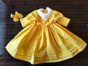  doll . height 67~70cm for cotton race yellow dress . ribbon 