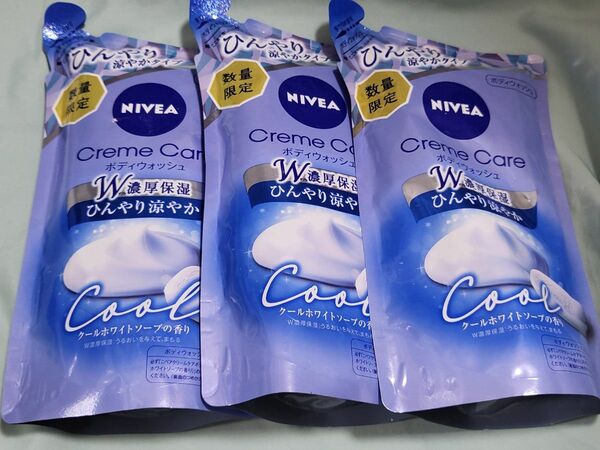 NIVEA　ニベア　 ボディウォッシュ　ひんやり　涼やかタイプ　詰め替え　360ml　クールホワイトソープの香り　レフィル　3個