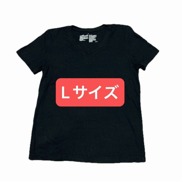 【無印良品】VネックTシャツ Lサイズ 黒 シンプル 綿100%