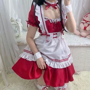 新品未使用メイド服 コスプレ 8点セット ゴスロリ メイド ロリータ 春 学園祭