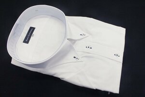 2【大きいサイズ】MarioEsperanza・ボタンダウン・綿混半袖シャツ・ホワイトの無地・8LB（襟廻り56cm）