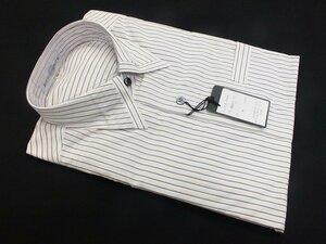 3【RESIDENCE】日本製・レギュラーカラー綿100％ 長袖 カジュアルシャツ・ホワイト地にグレー系格子柄・M寸・本体価格9800円を　