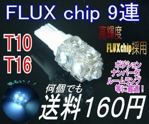 【みねや】T10/16 ウエッジ★FLUX chip 9連 LED★送料160円！