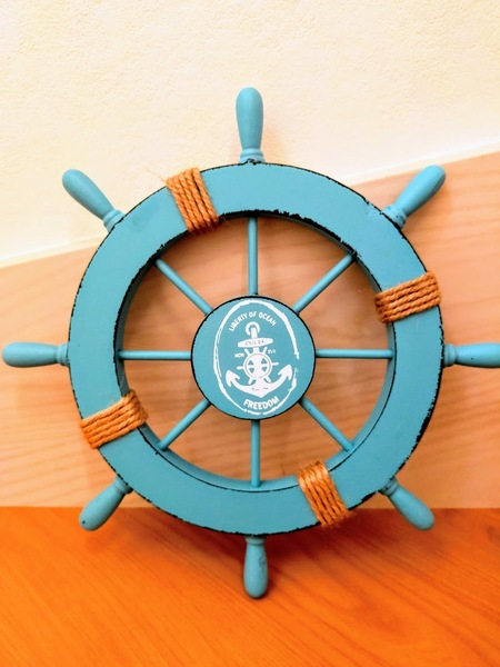 訳あり 壁飾り 舵輪 船舵 マリンテイスト インテリア アンティーク風 壁掛け 船のハンドル 雑貨 地中海風 木製