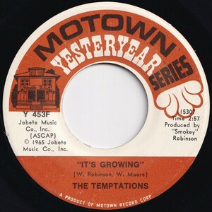 Temptations It's Growing / Since I Lost My Baby Motown US Y 453F 206694 SOUL ソウル レコード 7インチ 45