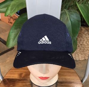 良品／adidas／アディダス／スポーツキャップ／ネイビー／サイズ54〜57㌢