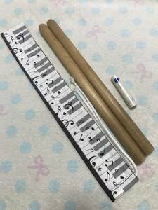  drum stick case * Japanese drum chopsticks inserting * scorching tea color * piano pattern ②*44×6cm* hand made * postage Y94-