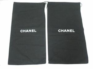 CHANEL シャネル 保存袋のみ　靴袋　2枚セット　巾着布袋 付属品 布袋　ブラック×ホワイト　袋のみ　旅行のお供にも！　巾着袋 