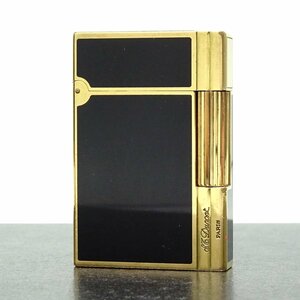 *E2119 Dupont gyatsu Be lacquer gas lighter black x Gold put on fire not yet verification junk treatment S.T.Dupont men's *