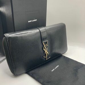 人気品★サンローラン YSL フルジップウォレット　長財布　ブラック