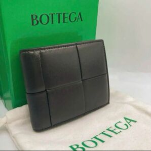 極美品　ボッテガヴェネタ 二つ折り財布 カセット レザー ダークブラウン