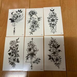 新品　タトゥーシール　花　ツバキ　バラ　薔薇　月　６枚セット　③ シール