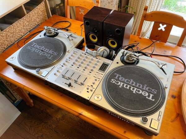 即音出しOK アナログ DJ機材セット Technics SL-1200MK3D SL-1200MK5 針付き Ortofon　SH-MZ1200 アンプ内蔵スピーカー レコードプレイヤー