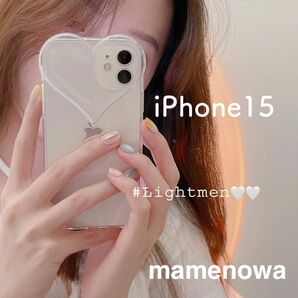 韓国　iPhone15ケース　スマホケース　ハート　クリア　透明　可愛い