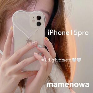 韓国　iPhone15proケース　スマホケース　ハート　クリア　透明　可愛い