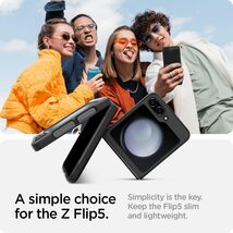 Spigen Galaxy Flip 5 ケース レンズ保護 [ 厚さ 0.8ｍｍ ] 重さ19g パーフェクト・フィット エアー・スキン ACS06229 (ブラック)　②_画像3