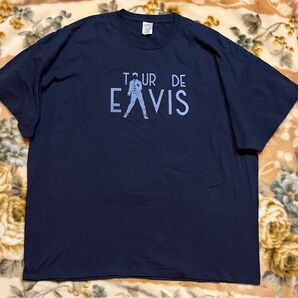US輸入　 半袖Tシャツ　4XL 大きいサイズ Tシャツ ネイビー　Elvis エルヴィス・プレスリー　古着オーバーサイズ