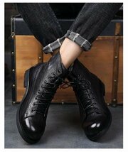 ブーツ　ワークブーツ メンズ シューズ　マーティンブーツ　靴　紐靴　革靴　ハイカット　カジュアル 　ブラック　26cm_画像10