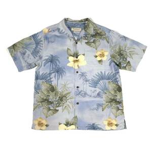 8918 Tommy Bahama 半袖シャツ アロハシャツ シルク 水色 M