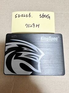 SD0236【中古動作品】Kingspec内蔵 SSD 360GB /SATA 2.5インチ動作確認済み 使用時間7129H