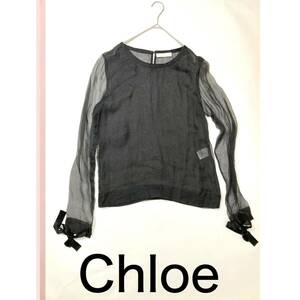 Chloe シルク100% 長袖ブラウス クロエ ブラック