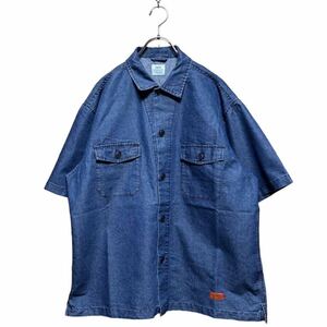 * laundry Press ending * coenko-en short sleeves work shirt Denim shirt box Silhouette sizeXL[2095]