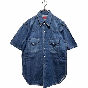 ●洗濯プレス済み● Levi's REDTABリーバイス レッドタブ 半袖 デニムシャツ ウエスタンシャツ スナップボタンsizeL【2106】