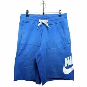 ●洗濯プレス済み● NIKE ナイキ ワイドスウェットショーツ カットオフ ハーフパンツ 短パン プリント スウッシュ sizeM 【2050】