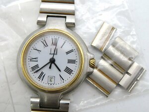 1円◆稼働◆ ダンヒル ホワイト クオーツ レディース 腕時計 6コマ M44510