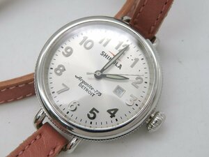 1円◆稼働◆ SHINOLA シルバー クオーツ ユニセックス 腕時計 ケース　保　ニス M41713