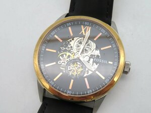 1 jpy * operation * Fossil skeleton / black self-winding watch men's wristwatch N14008