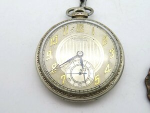 1 иен * работа * Waltham серебряный механический завод мужской карманные часы N14004
