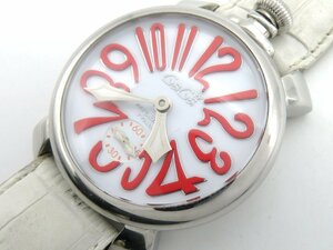 1 jpy * operation * GaGa Milano mana-re48 white hand winding men's wristwatch K13601