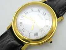 1円◆稼働◆ グッチ 7200M レザーベルト ホワイト クオーツ ユニセックス 腕時計 M943_画像1