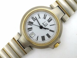 1円◆稼働◆ ダンヒル ホワイト クオーツ レディース 腕時計 N14501