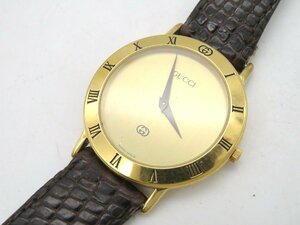 1円◆稼働◆ グッチ 3000 M ゴールド クオーツ ユニセックス 腕時計 N17106