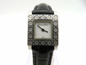 1円◆稼働◆ C.Dior ラパリジェンヌ ホワイト クオーツ レディース 腕時計 O995