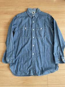 Workers ワーカーズ K&T H MFG Co Work Shirt, Vintage Fit, Blue Chambray シャンブレーシャツ