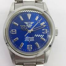 【稼働品】1000円～ELGIN 1864 Automatic FK-979-C エルジン 稼働品 青色文字盤 自動巻き メンズ 腕時計 (6412)_画像1