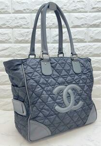 美品☆CHANEL シャネル パリニューヨーク ライン トートバッグ　ショルダーバッグ　通勤　マザーズバッグ グレー　旅行用