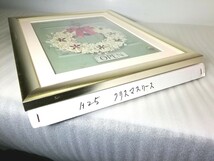 ふしぎな花倶楽部 　押し花絵額　 『クリスマスリース』　額装/額縁　(36 パウダーパール額)　押し花　アンティークフラワー 共箱入　①④_画像6