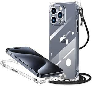 iPhone 15 Pro 用 ケース クリア ネック ショルダー クリア ストラップ付き 調節可能 カバー アイフォン 15 p