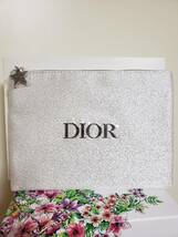 新品★DIOR ディオール オリジナル ポーチ♪ホワイト シルバー ラメ♪ロゴ入り♪ノベルティ♪非売品★イベント限定_画像1