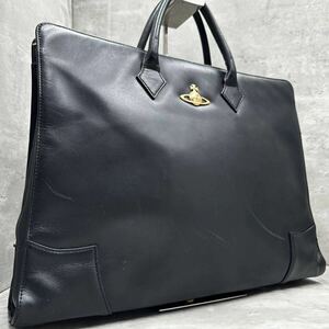 1円■希少/廃盤品■ Vivienne Westwood ヴィヴィアンウエストウッド ビジネスバッグ ブリーフケース オーブ 金具 書類鞄 A4 PC 大容量 黒