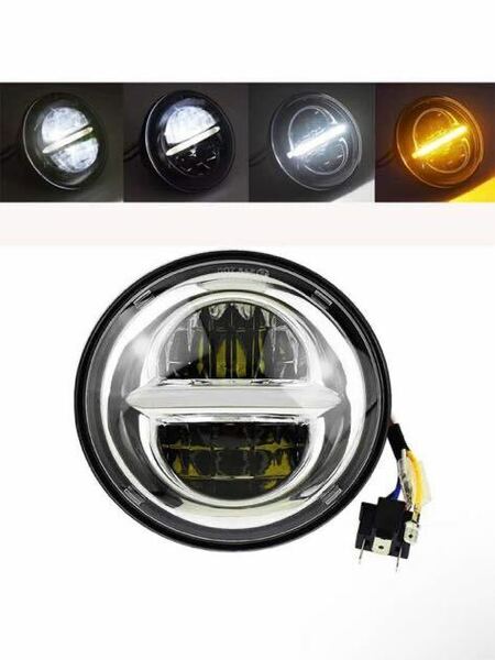 YIBO オートバイのヘッドライト 5.75インチ ヘッドライト LED ヘッドランプ プロジェクター ドライビングライト ロッド用に最適 (銀)