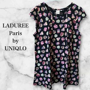 LADURE Paris by UNIQLO ラデュレ デザイン Tシャツ ノースリーブ　 カットソー　 総柄